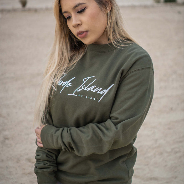 Dark Olive Script Crewneck