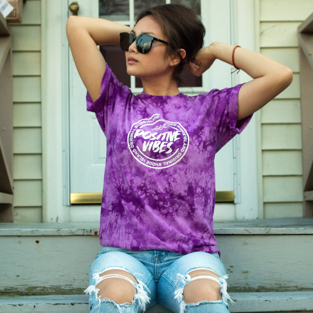 Crystal Tie Dye Tee - Dark Violet