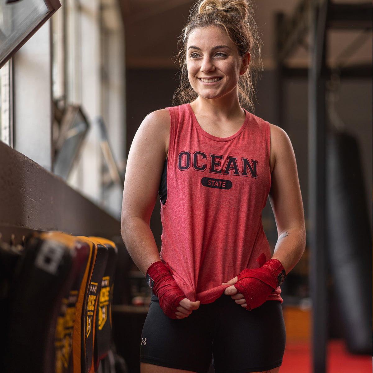 Ladies Ocean State Muscle Tank- Red