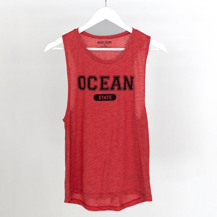 Ladies Ocean State Muscle Tank- Red